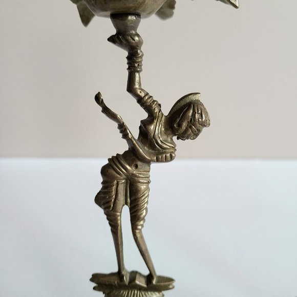 Set of 2 Vintage Brass Candleholders with Indian Dancers Figures. - Picture 2 of 7